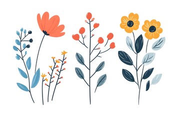 leaves on white background. minimal flat design	
