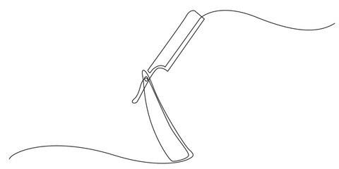 continuous line drawing of razor.one line drawing of razor icon for hairdressing sign.simple single line vector illustration.isolated white background