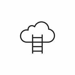 cloud ladder reach icon sign vector