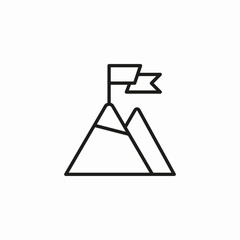 mountain top flag icon sign vector