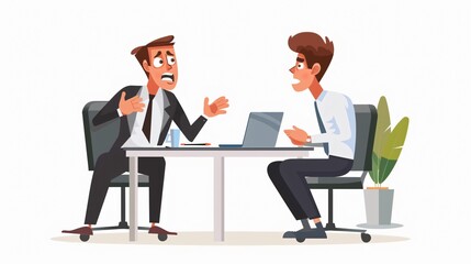 Fototapeta premium Angry Boss Reprimands Employee: Boss Scolds Staff Member at Workplace