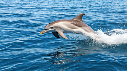 Fototapeta premium playful dolphin leaps gracefully above shimmering ocean waves