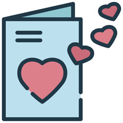 card greeting heart love happy celebration filled outline icon