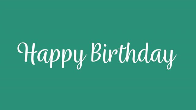 Animated Happy Birthday Script Text Written on a Green Background 