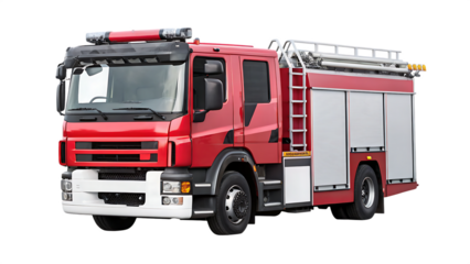 modern fire engine truck isolated on a white background PNG.AI GENERATED