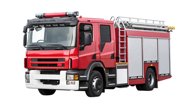 modern fire engine truck isolated on a white background PNG.AI GENERATED