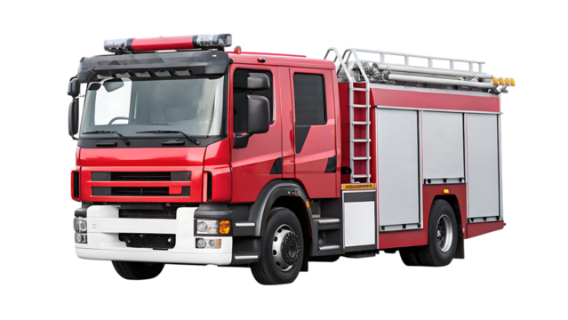 modern fire engine truck isolated on a white background PNG.AI GENERATED