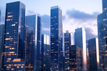 Fototapeta premium Towering Modern Skyline Sleek Architectural Cityscape with Gleaming Glass Facades