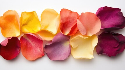 A row of colorful flower petals arranged in a line