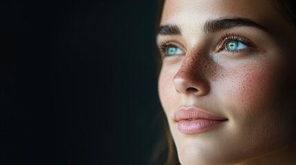 Fototapeta premium A woman with blue eyes and a red nose
