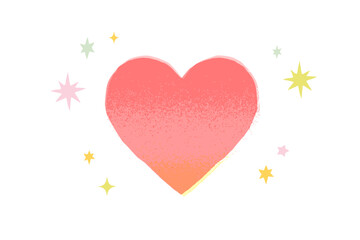 キラキラ光るハートの手描きイラスト素材
