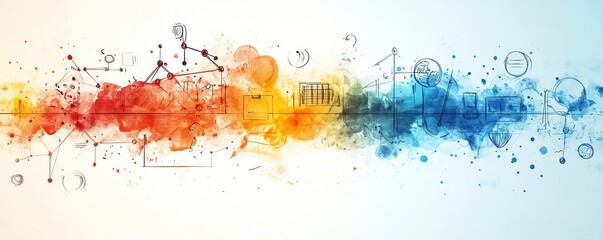 Visually stimulating abstract design with an education sketch, combining modern technology and innovative learning methods, perfect for education technology websites