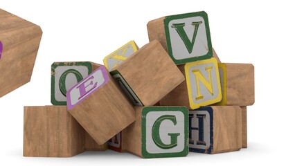 A to Z english alphabet wooden box