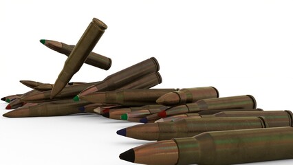 ammo cartridge falls with white background