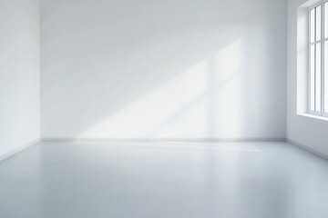 Fototapeta premium Bright and Airy Minimalist Room with Ample White Space and Geometric Architectural Elements