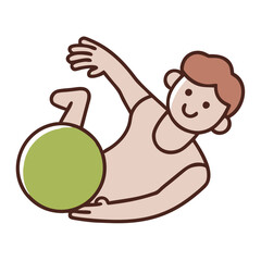 Dodgeball icon with a smiling boy playing with a green ball