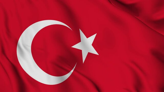 Flag of Turkey Close-up seamless loop animation. 4K
