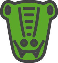 カラー動物の単品アイコン　ワニ