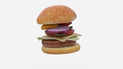 burger or hamburger on white background