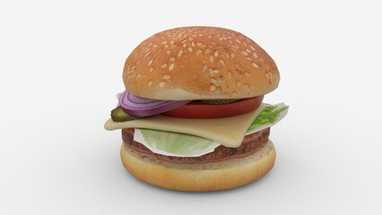 burger or hamburger on white background