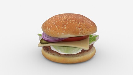 burger or hamburger on white background