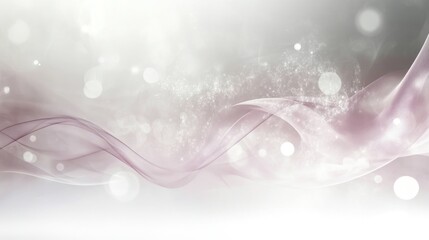 Abstract background with flowing, translucent mauve waves and bokeh lights.