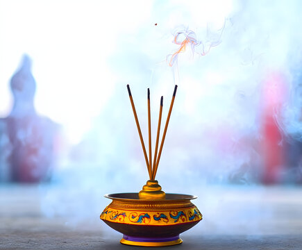 Agarbatti holder icon illustration, dhoop icon, puja element, puja ghar temple, indian culture, indian ritual, indian temple, indian god Incense stick in the holder.
