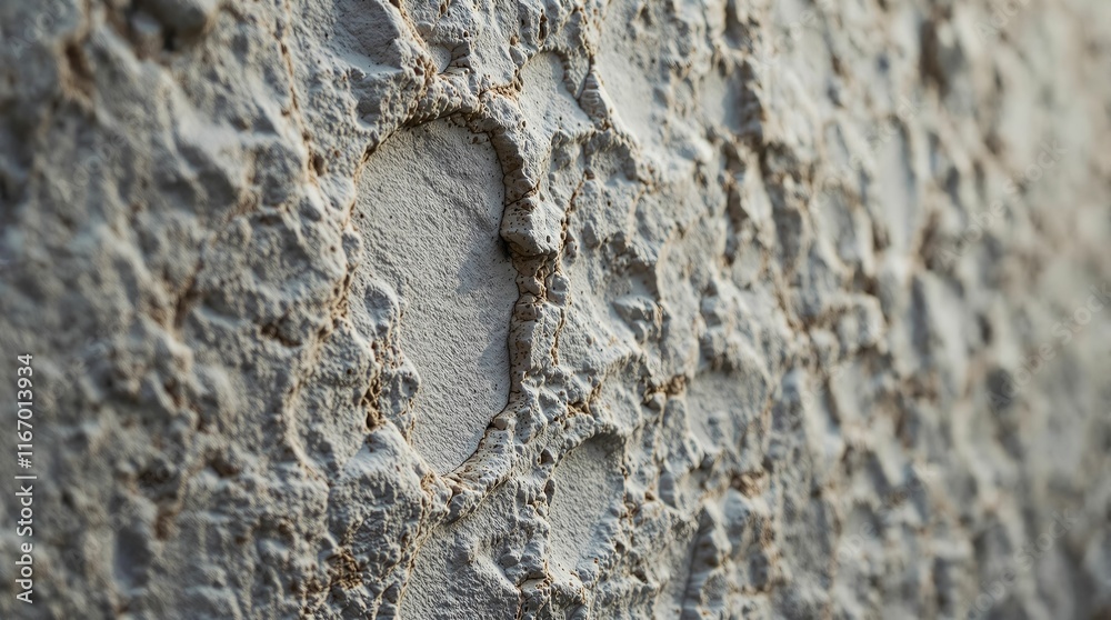 Poster close-up of a textured wall with a single footprint embedded in the concrete, surrounded by the rough, uneven surface.