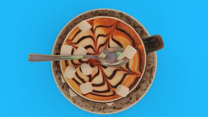 Cup of cappuccino with spoon