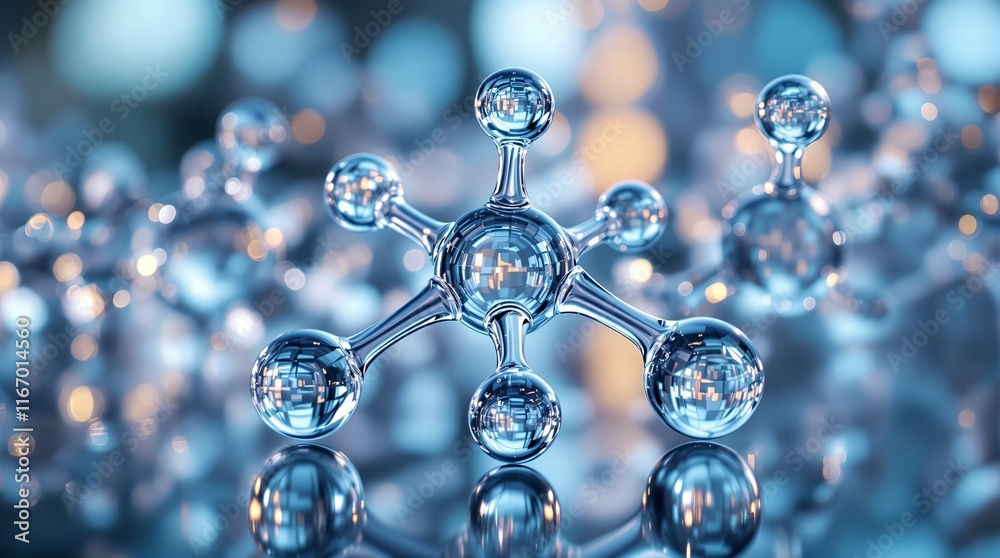Aufkleber crystal-like structure with blue and silver colors, which appears to be a molecular model, possibly 