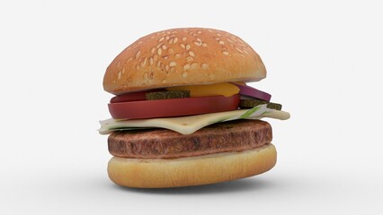burger or hamburger on white background