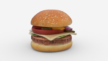 burger or hamburger on white background