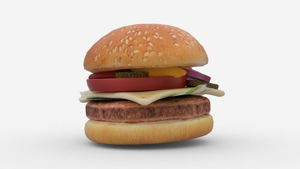burger or hamburger on white background
