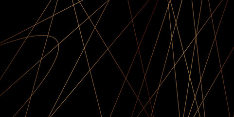 Geometric black background with golden diagonal lines. seamless random chaotic digital line business concept. abstract golden stroke lines vector background texture. modern technology art design.