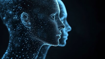 Abstract Digital Human Faces AI Artificial Intelligence Particle Effect Futuristic Technology