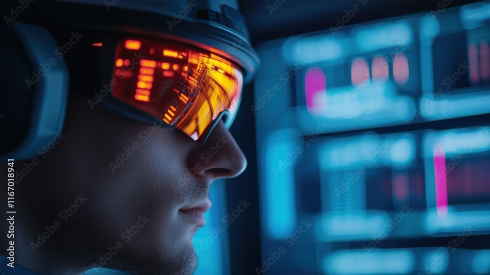 Poster exploring technology trends futuristic user interaction digital workspace data visualization high-te