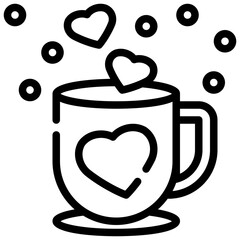 coffee mug heart love happy simple line icon