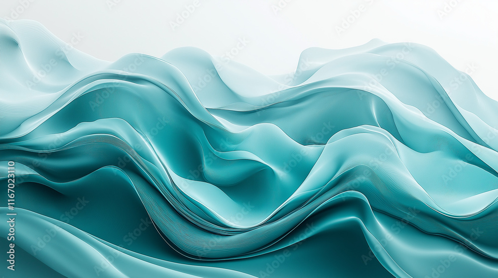 Poster abstract digital waves in teal and blue tones with a 3d effect. a sleek background ideal for innovat