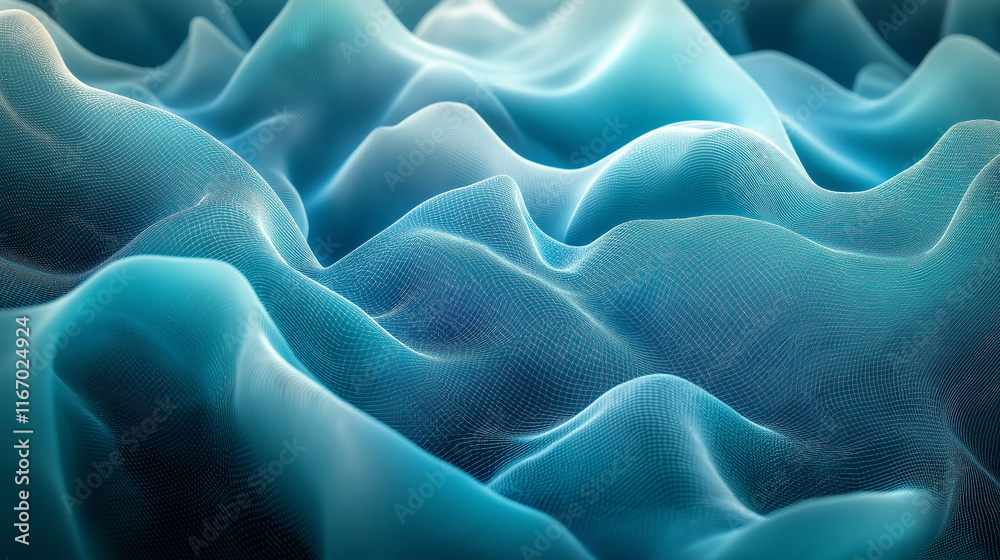 Poster Futuristic flowing wave design emphasizing fluidity and data movement. Perfect for modern presentations and digital branding.

