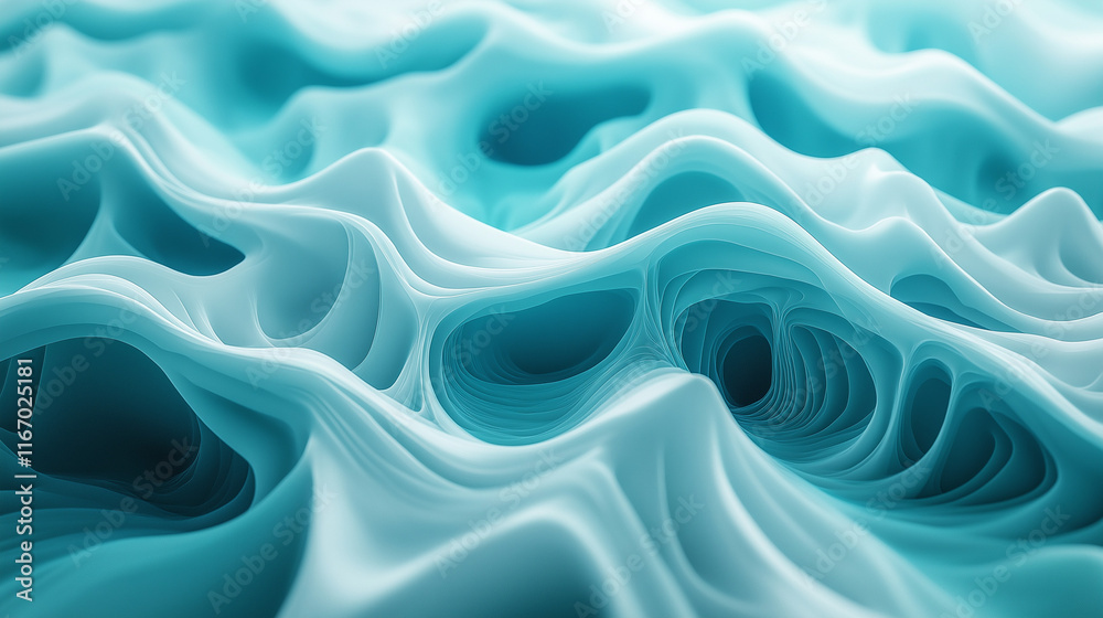 Poster Vibrant 3D digital wave background featuring smooth gradients and a tech vibe. Enhance your visuals with this dynamic design.

