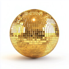 Golden disco ball isolated on transparent background