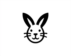 Rabbit logo design icon symbol vector illustration. Simple silhouette. Flat style. Black Rabbit. 