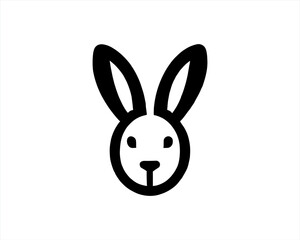 Rabbit logo design icon symbol vector illustration. Simple silhouette. Flat style. Black Rabbit. 