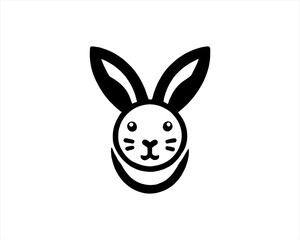 Rabbit logo design icon symbol vector illustration. Simple silhouette. Flat style. Black Rabbit. 