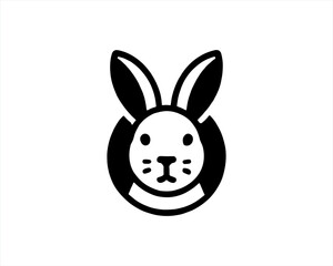 Rabbit logo design icon symbol vector illustration. Simple silhouette. Flat style. Black Rabbit. 
