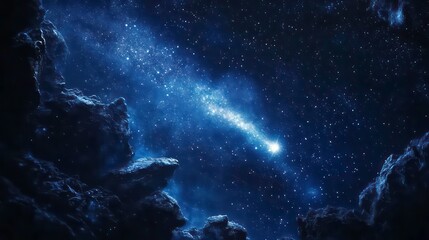 Obraz premium Falling star Photoshop overlay, Night sky, starlight, milky way, galaxy, space overlays