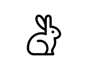 Rabbit logo design icon symbol vector illustration. Simple silhouette. Flat style. Black Rabbit. 