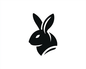 Rabbit logo design icon symbol vector illustration. Simple silhouette. Flat style. Black Rabbit. 