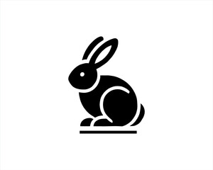 Rabbit logo design icon symbol vector illustration. Simple silhouette. Flat style. Black Rabbit. 
