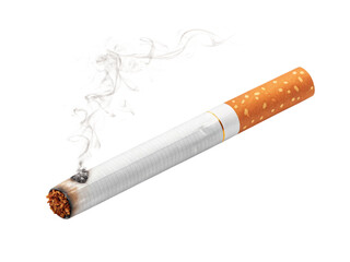 Cigarette with smoke on transparent background